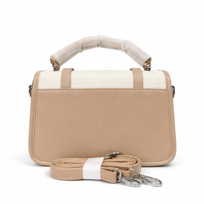 A -Elegant Women Handbag 2-Piece Set – Premium Textured Crossbody Bag with Detachable Strap (Beige & Nude)