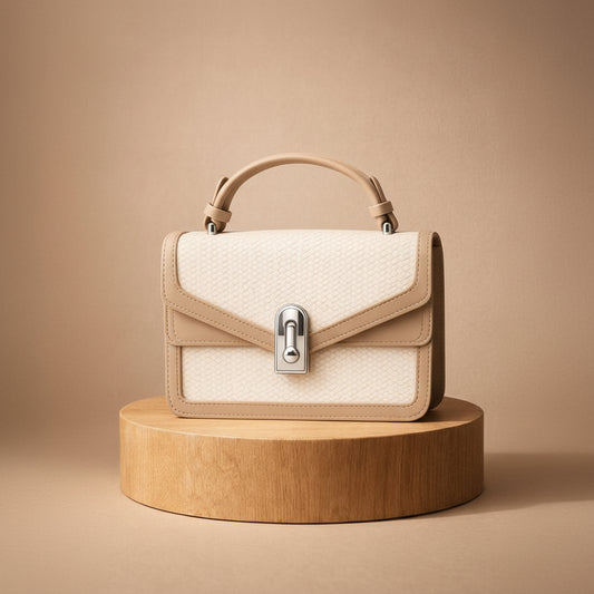 An Elegant Two-Tone Woven Texture Top Handle Handbag for Women 👜✨